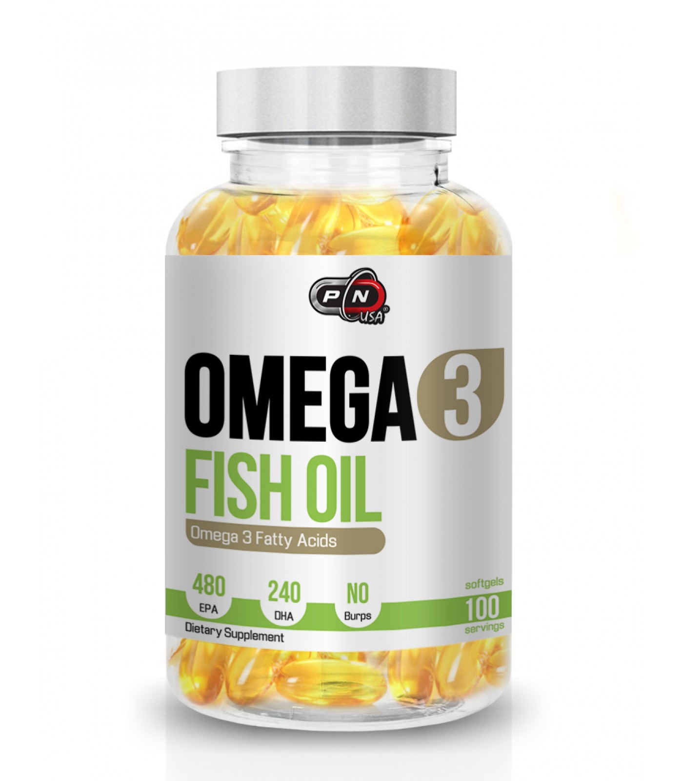 Pure Nutrition - Omega 3 Fish Oil / 100 softgels. - 480mg EPA / 240mg DHA​